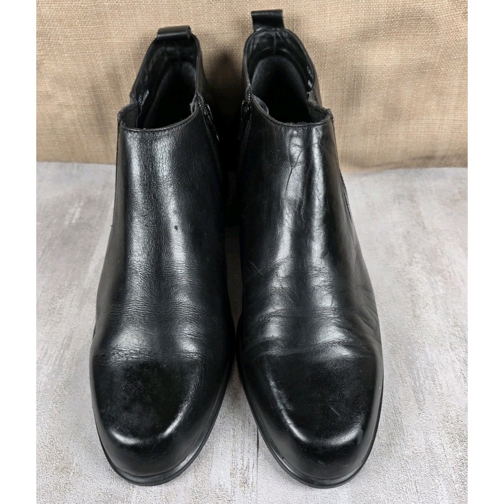 Vintage Riveted By Lee Black Tucker Leather Ankle Booties Women's 10M Side Zip
